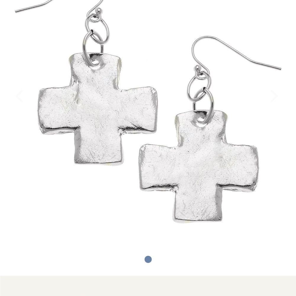 SILVER cross earring Susan shaw - Picture 1 of 2